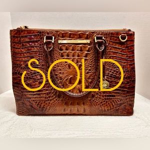 EUC Brahmin Large Lincoln Satchel in Toasted Almond